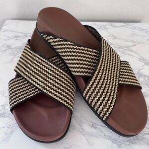 Rothy's Black and Tan Sandals